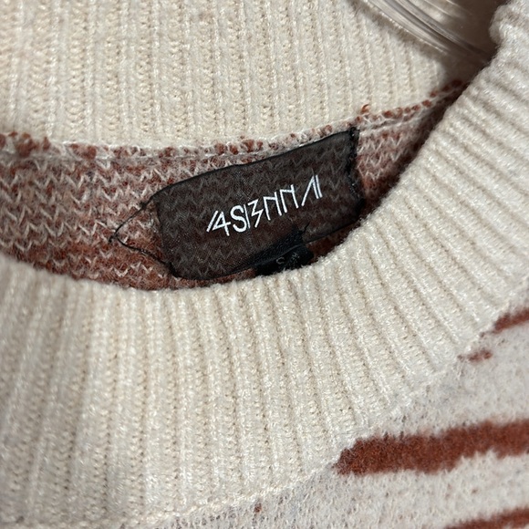SI3NNA off White and Brown Striped Sweater, Size Small - Picture 3 of 4